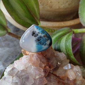 New Dendritic Agate and sterling silver ring